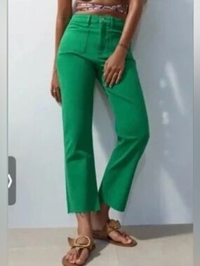 Zara Marine Bright Green Wide-Leg Jeans